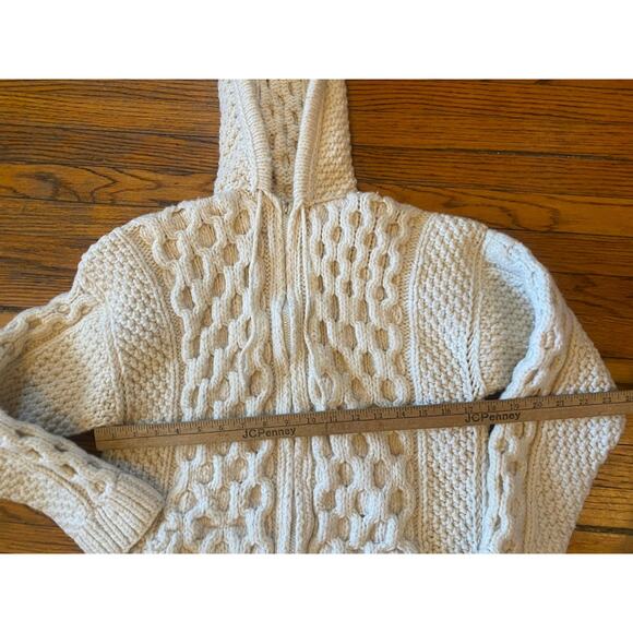 Ecuador Handknit Hooded Zip Cardigan Sweater Handmade Ivory Women’s Small - Picture 4 of 9